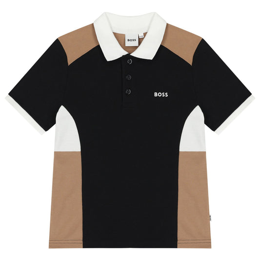 BOSS J52335/09B Boys Black Logo Polo Shirt