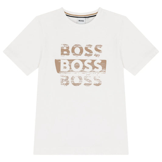 BOSS J52366/10P Boys White Logo T-Shirt