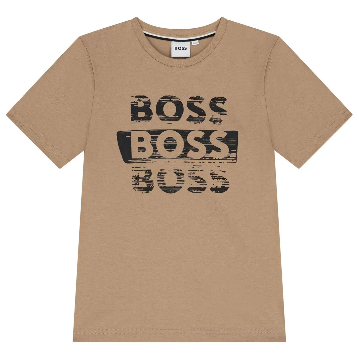 BOSS J52366/269 Boys Beige Logo T-Shirt