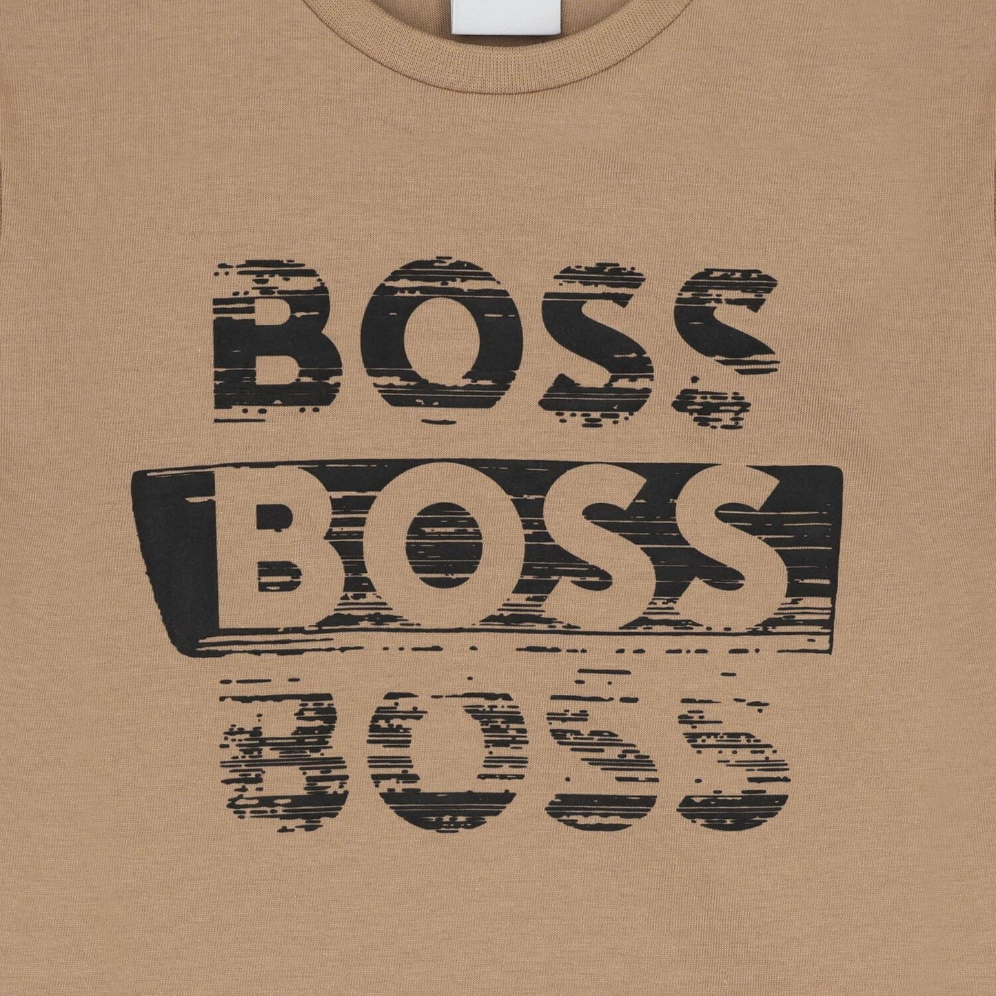 BOSS J52366/269 Boys Beige Logo T-Shirt