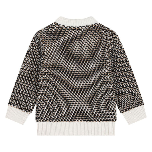 BOSS J52453/09B Younger Boys Black, Beige & Ivory Logo Knitted Jumper