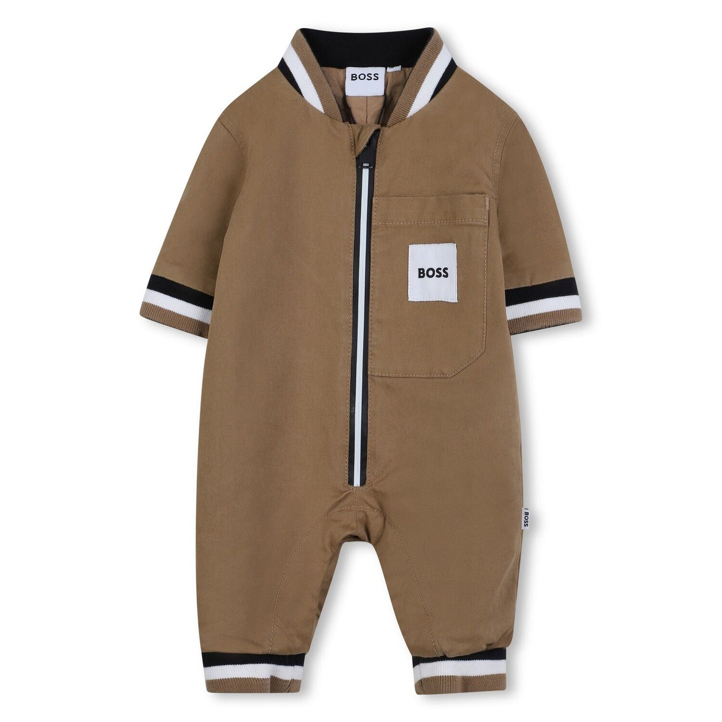 BOSS J52526 Baby Boys Beige Logo Romper