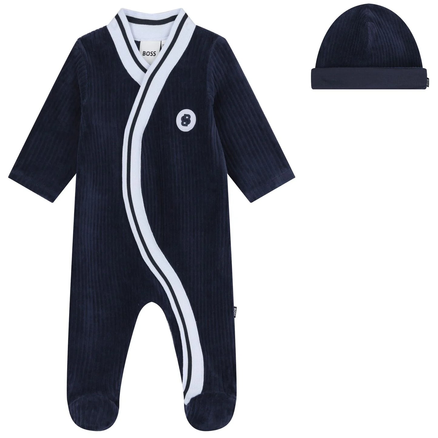 BOSS J52531 Baby Boys Navy Blue Logo Babygrow