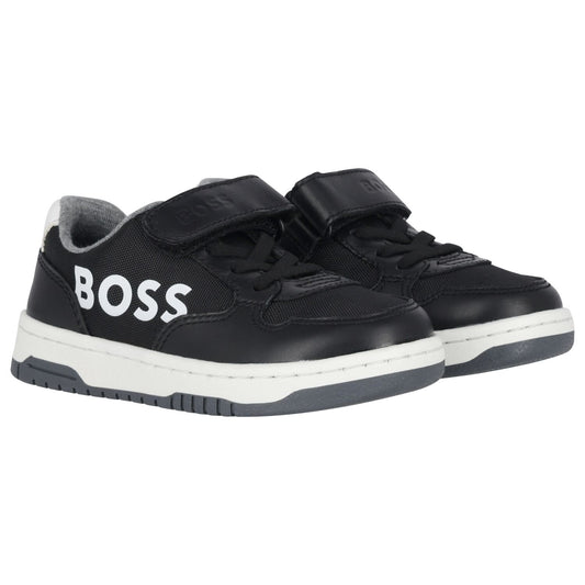 BOSS Baby Boys Black & White Logo Trainers