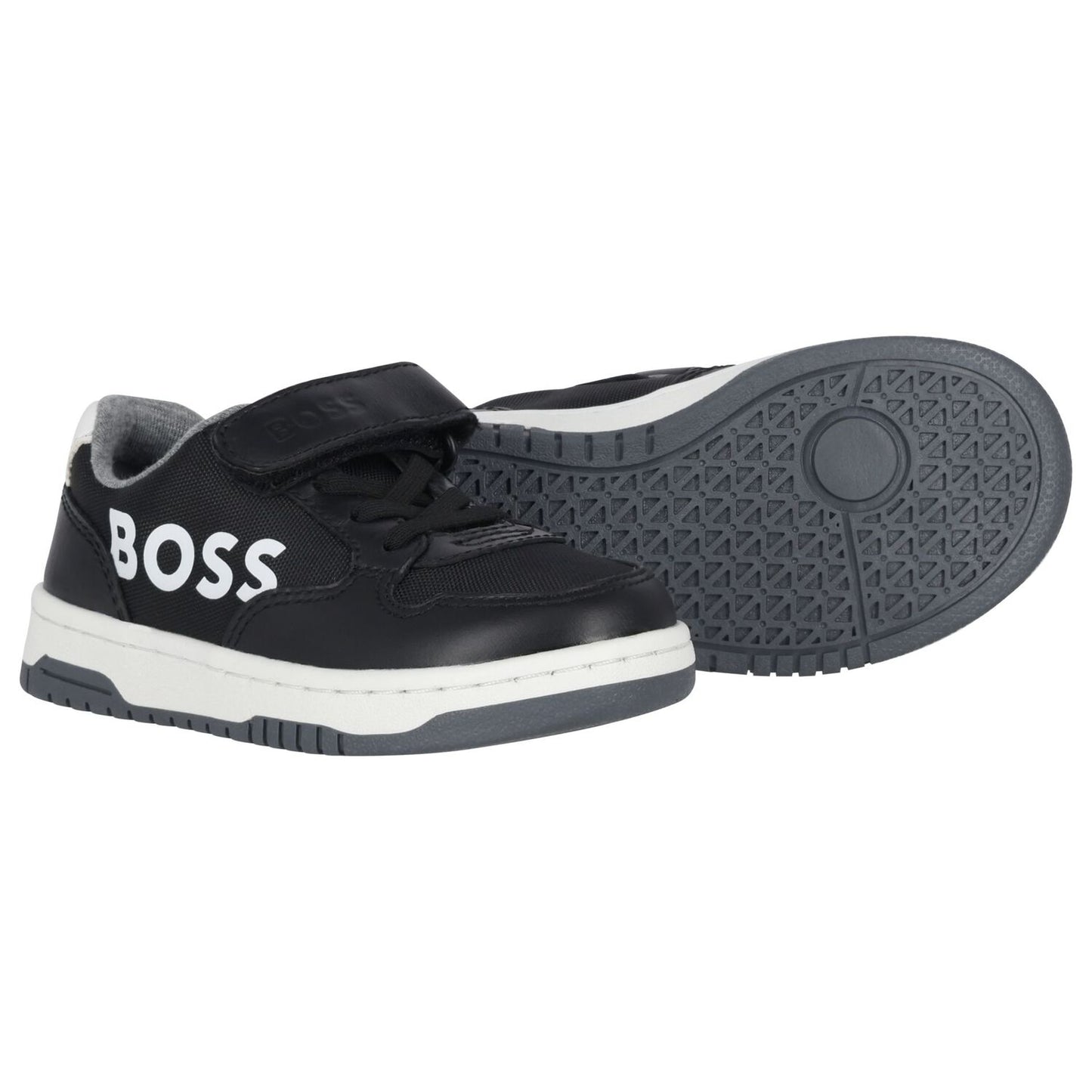 BOSS Baby Boys Black & White Logo Trainers