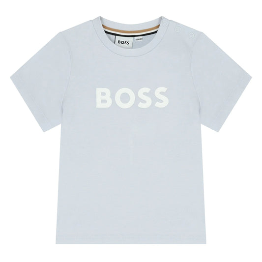 BOSS Younger Boys Mini Me Baby Blue Logo T-Shirt