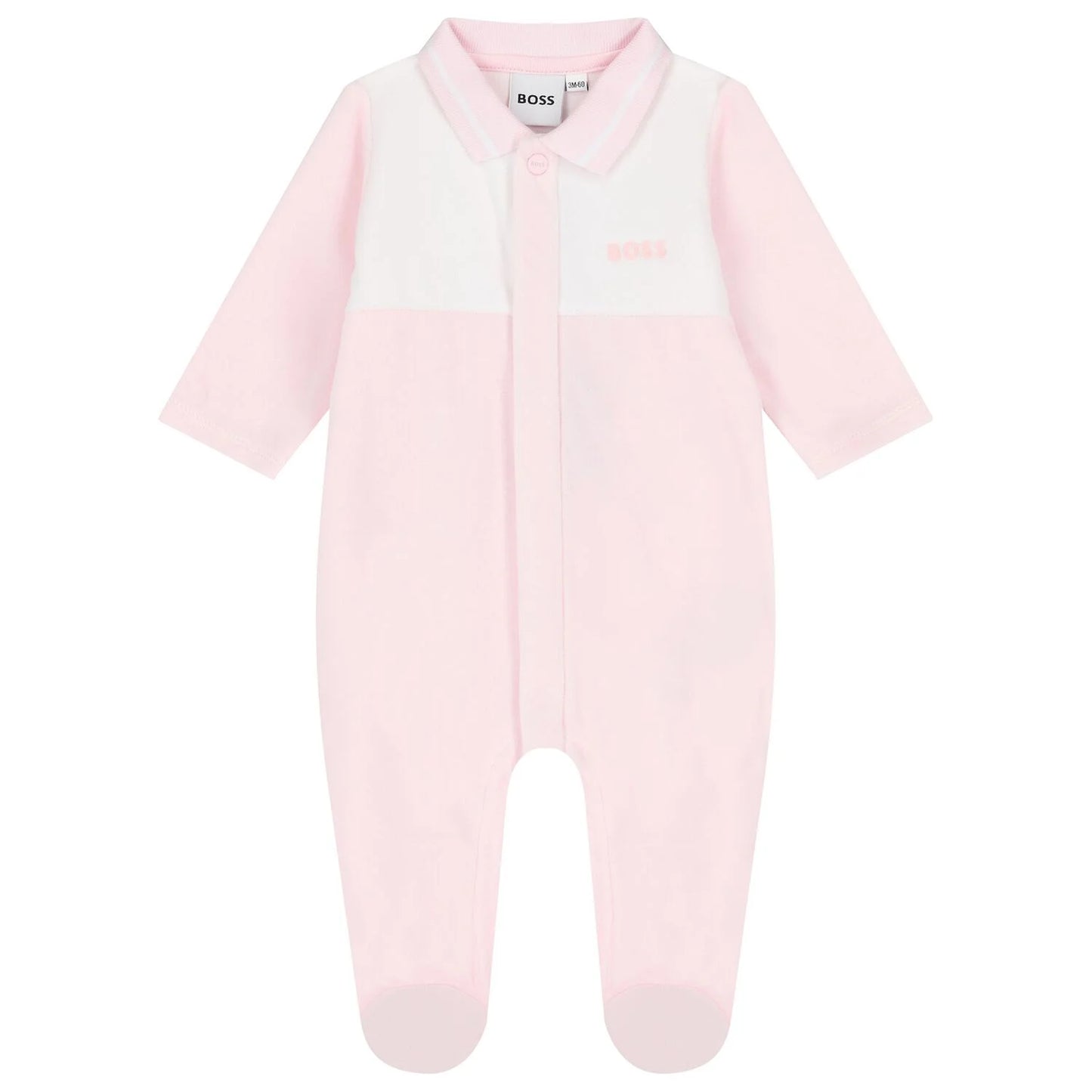 BOSS J52725/44L Baby Girls Pink & White Babygrow