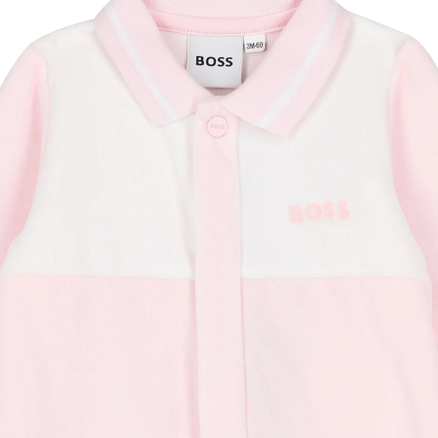 BOSS J52725/44L Baby Girls Pink & White Babygrow