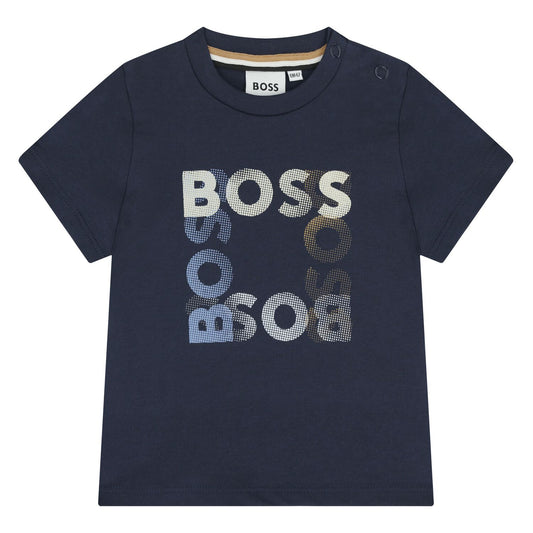 BOSS Younger Boys Navy Blue Logo T-Shirt