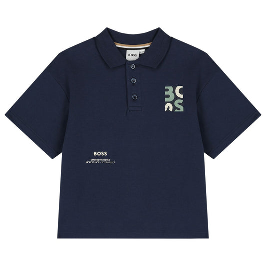 BOSS Younger Boys Green Logo Polo Shirt