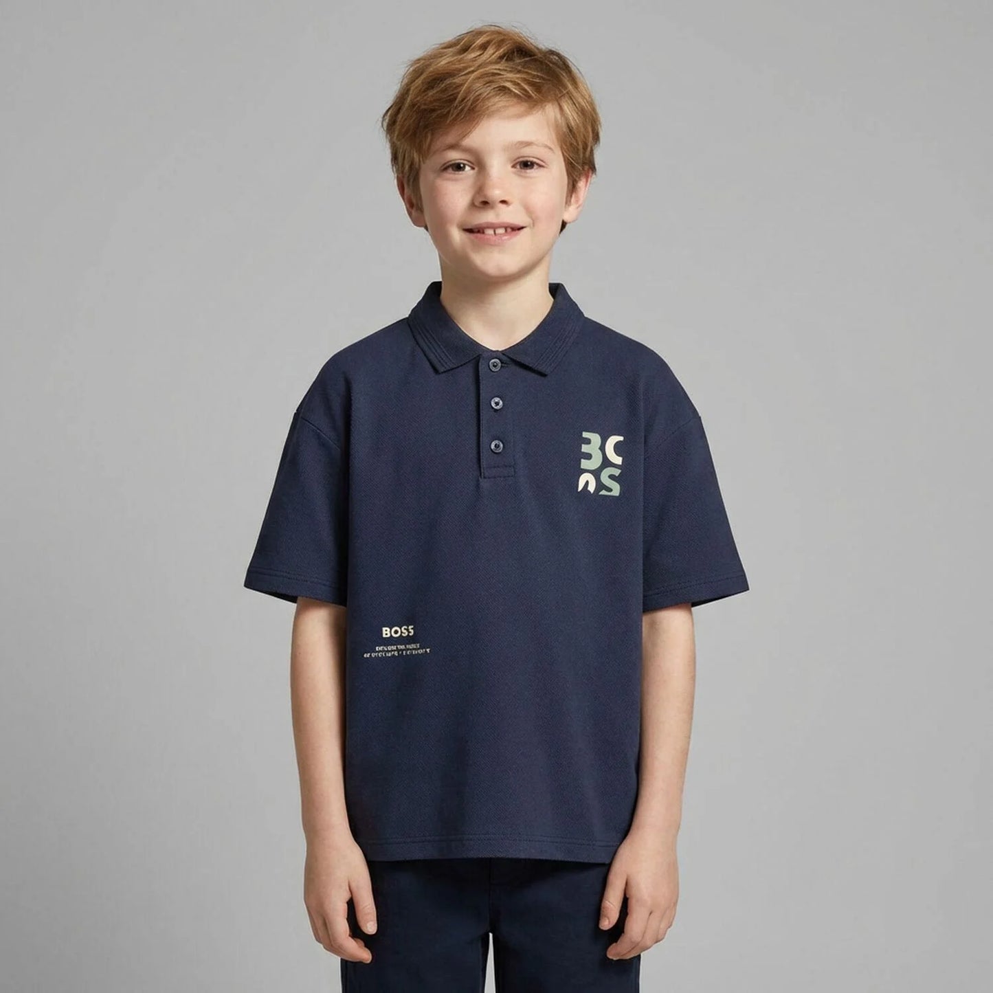 BOSS Younger Boys Green Logo Polo Shirt