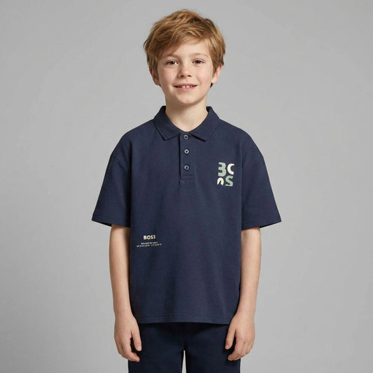 BOSS Younger Boys Green Logo Polo Shirt