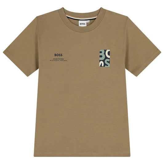 BOSS Boys Beige Logo T-Shirt