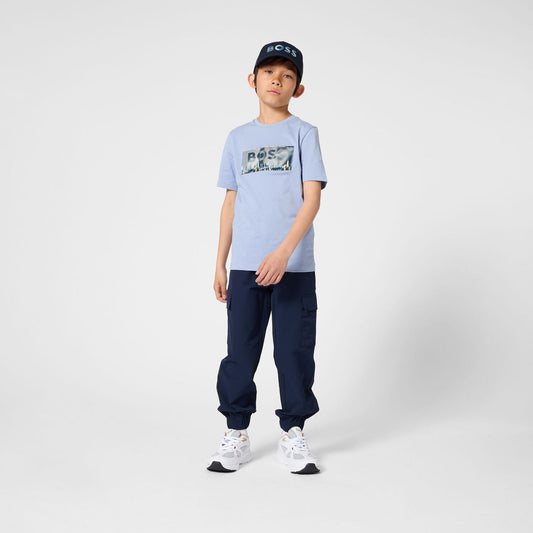 BOSS Boys Baby Blue Logo T-Shirt