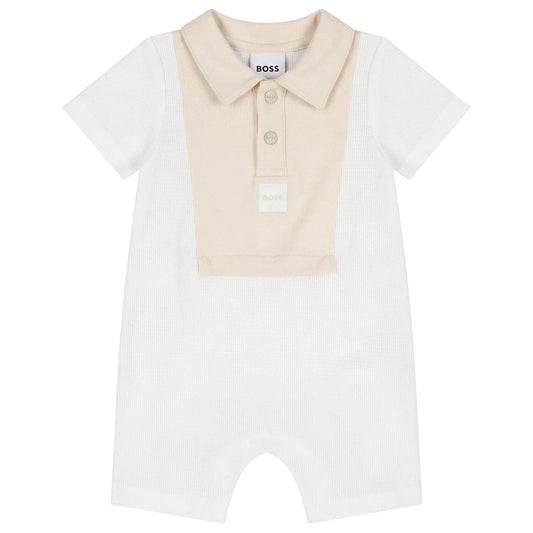 BOSS Baby Boys White & Beige Romper