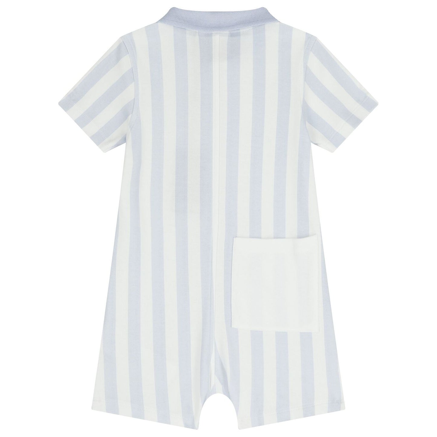 BOSS Baby Boys Baby Blue & White Striped Logo Romper