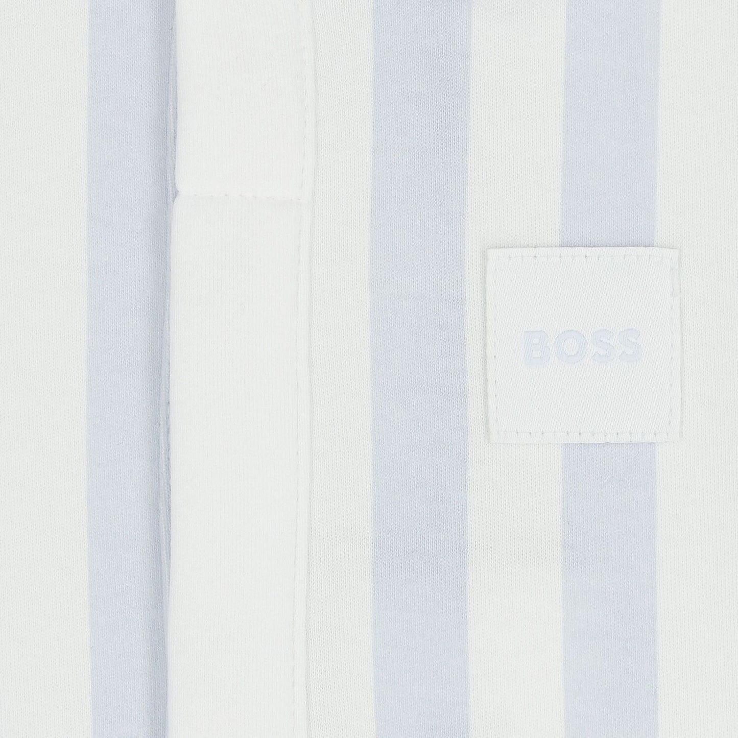 BOSS Baby Boys Baby Blue & White Striped Logo Romper