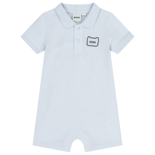 BOSS Baby Boys Baby Blue Logo Romper