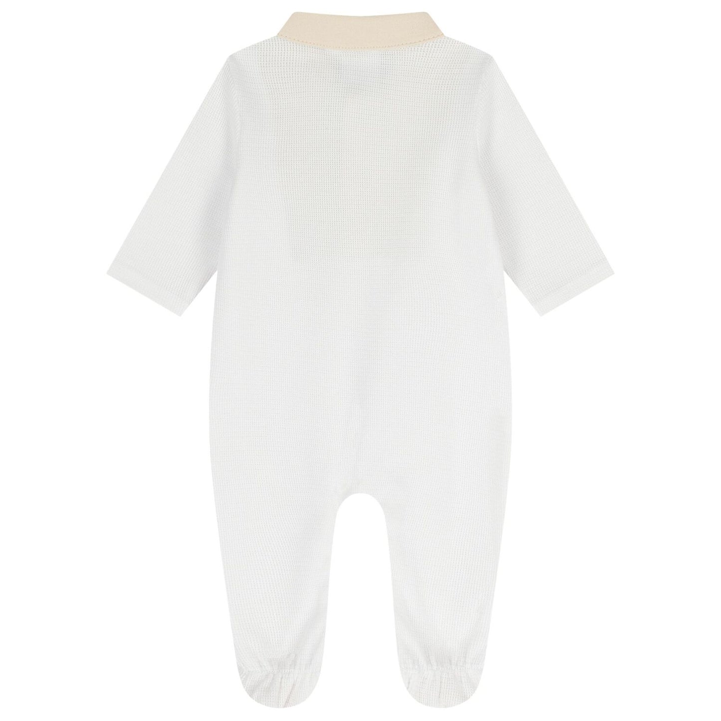 BOSS Baby Boys White & Beige Logo Babygrow