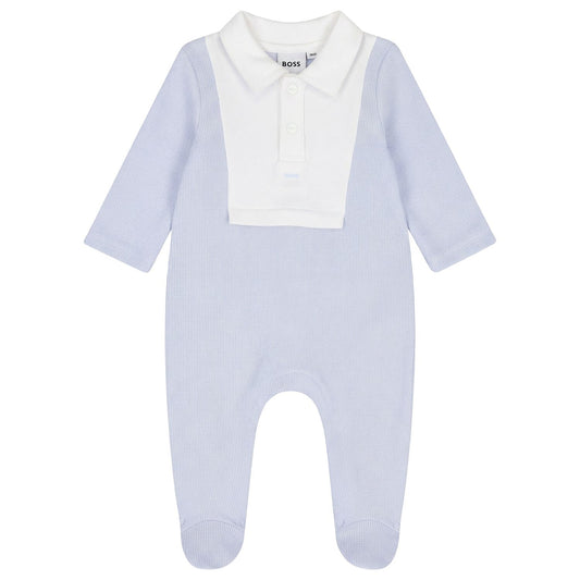 BOSS Baby Boys Baby Blue & White Polo Babygrow