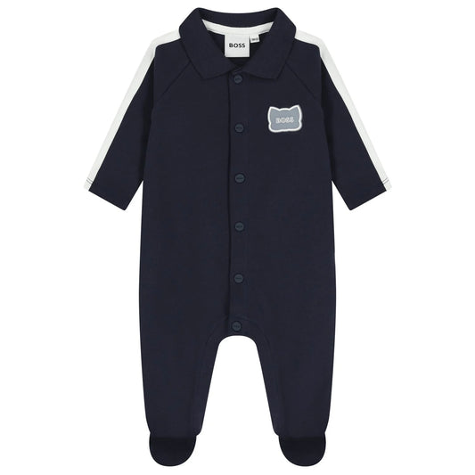 BOSS Baby Boys Navy Blue Logo Babygrow