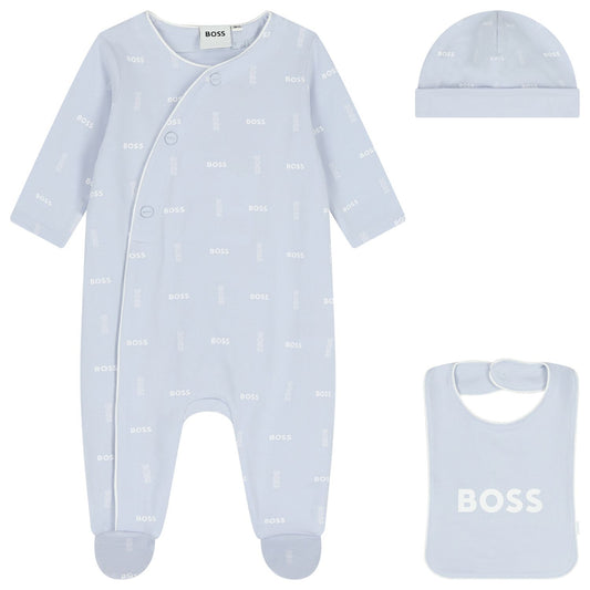 BOSS Baby Boys Baby Blue Logo Babygrow Gift Set