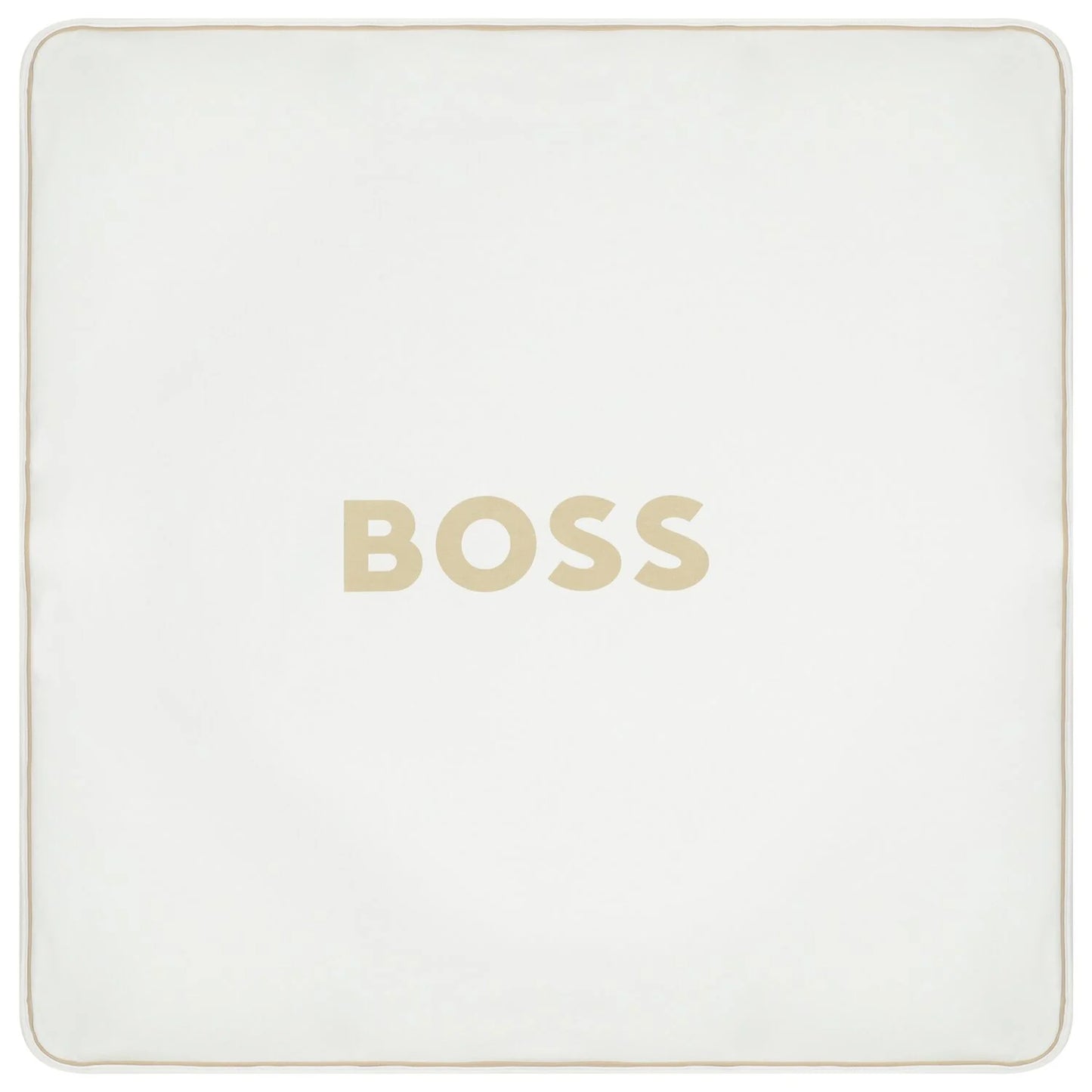 BOSS White & Beige Striped Logo Baby Blanket