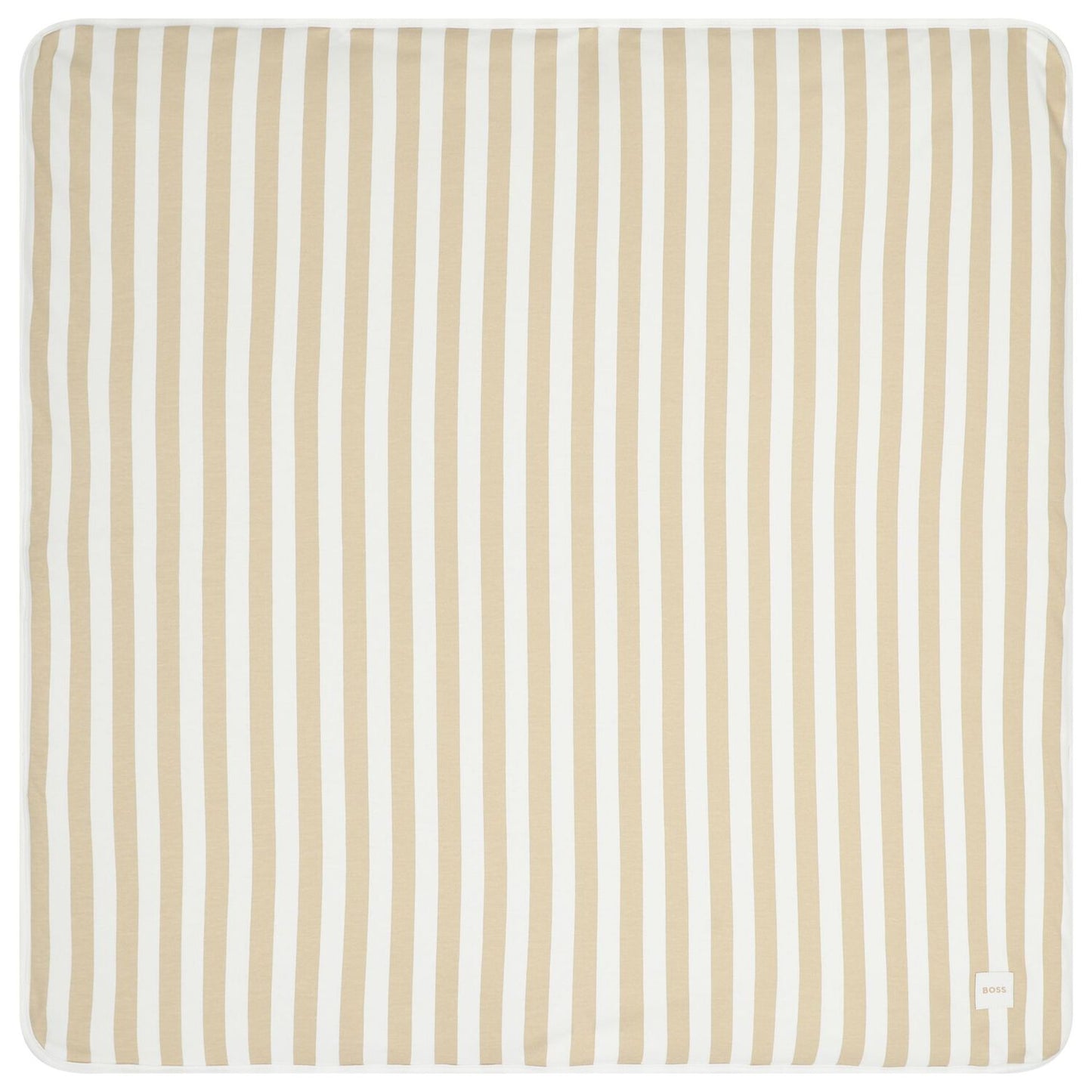 BOSS White & Beige Striped Logo Baby Blanket