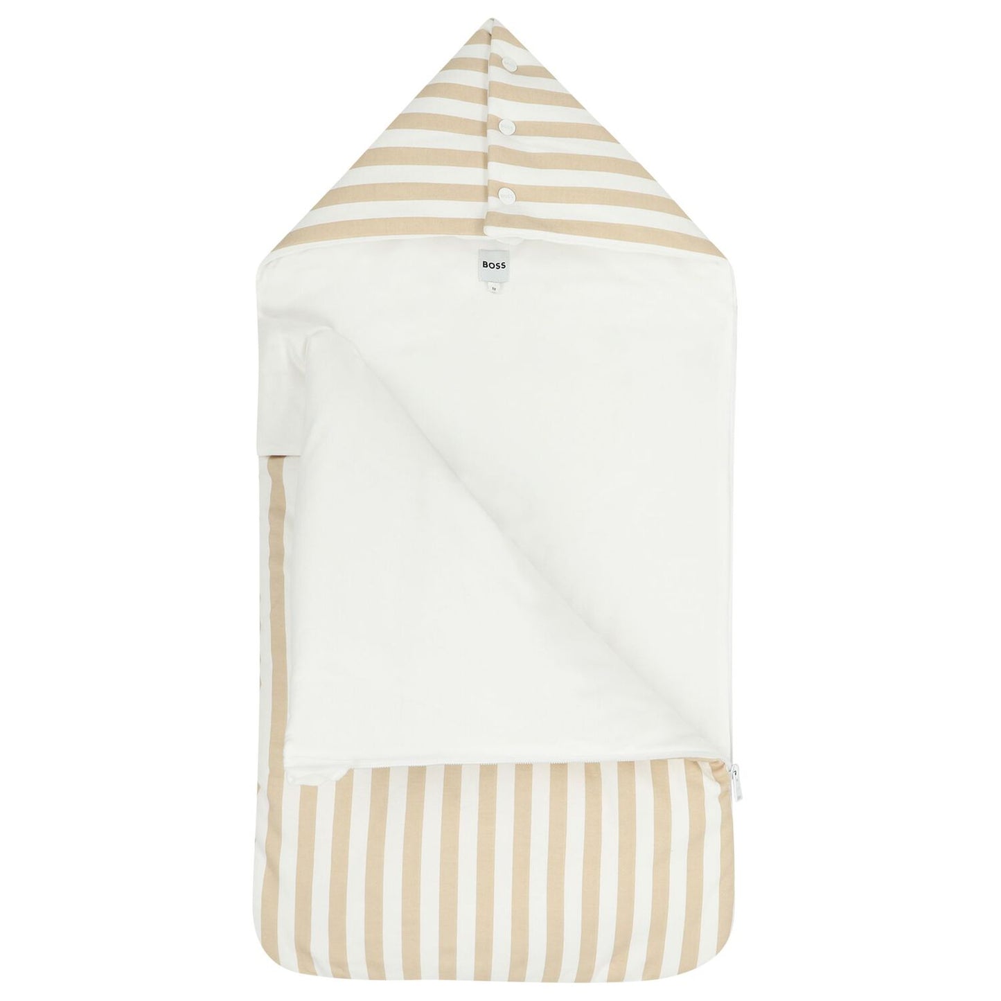 BOSS Baby Boys White & Beige Striped Logo Nest