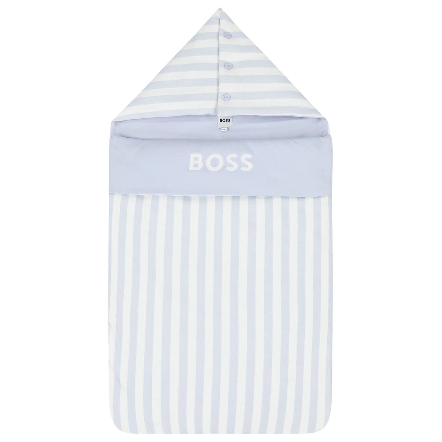 BOSS Baby Boys White & Baby Blue Striped Logo Nest