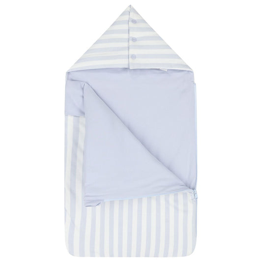 BOSS Baby Boys White & Baby Blue Striped Logo Nest