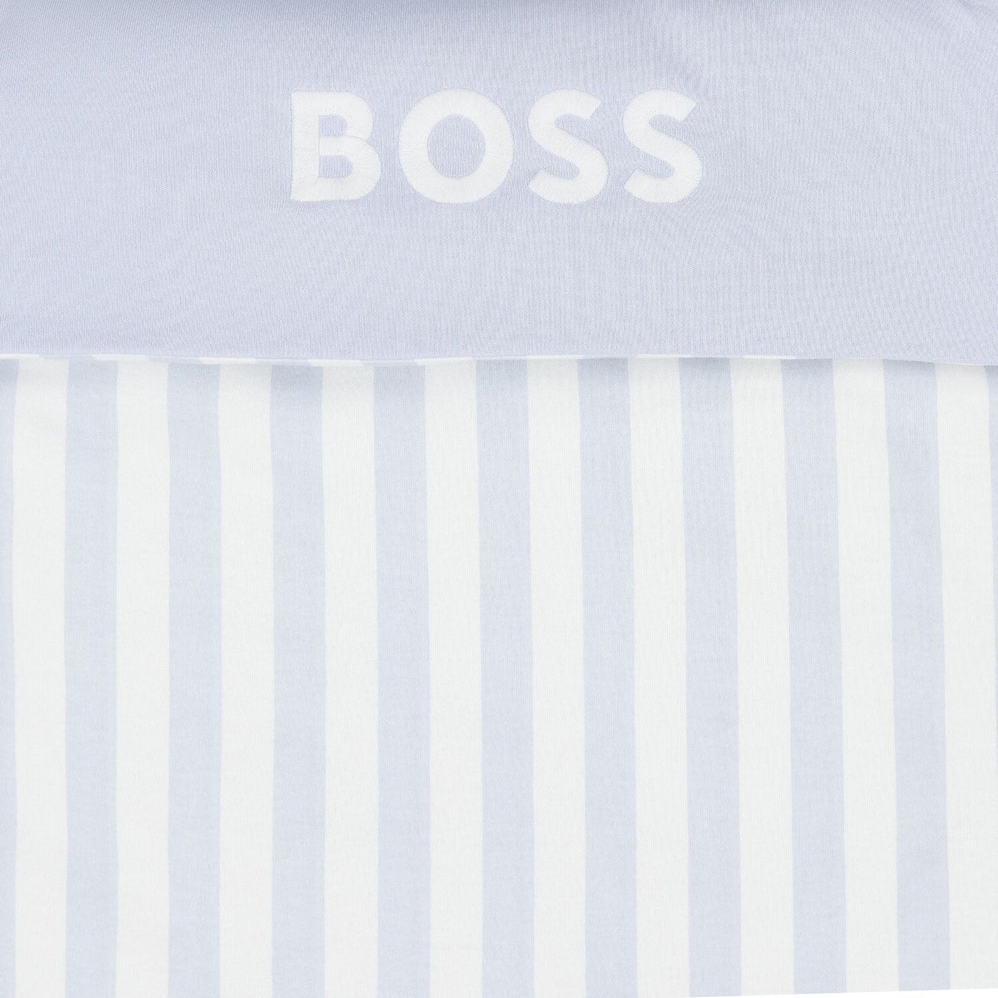 BOSS Baby Boys White & Baby Blue Striped Logo Nest