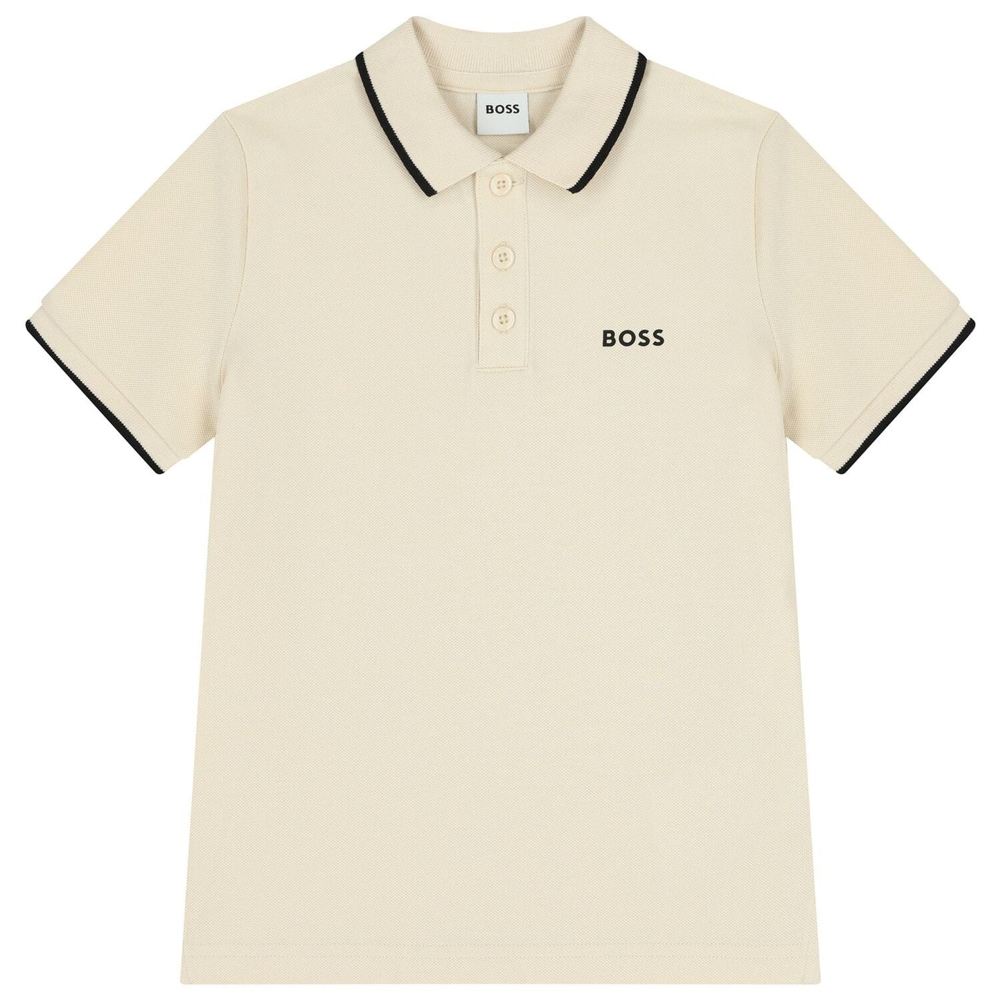 BOSS Boys Mini Me Ivory Logo Polo Shirt