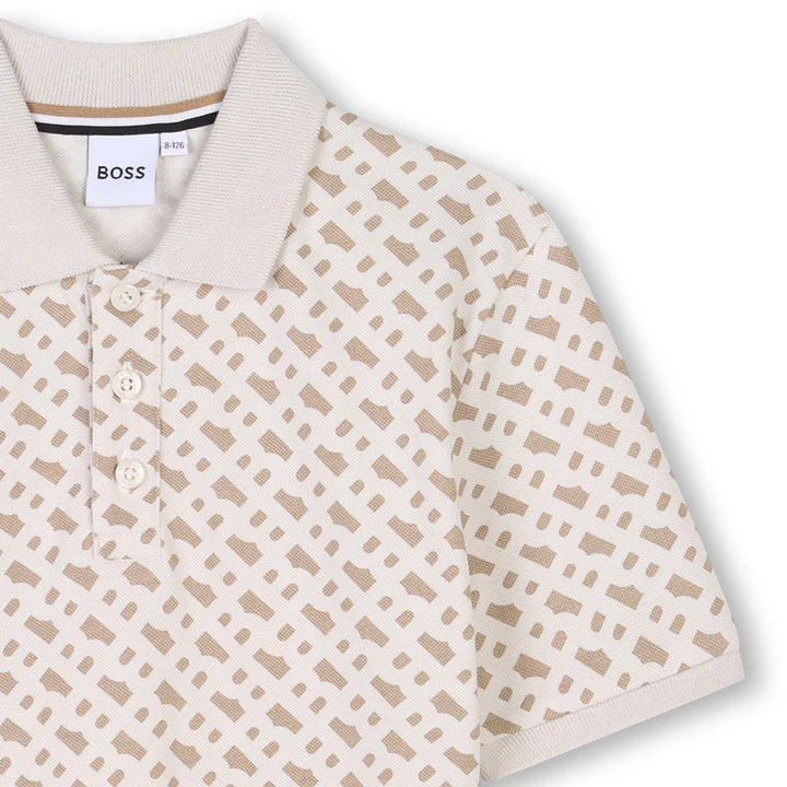 BOSS Boys Beige Logo Polo Shirt