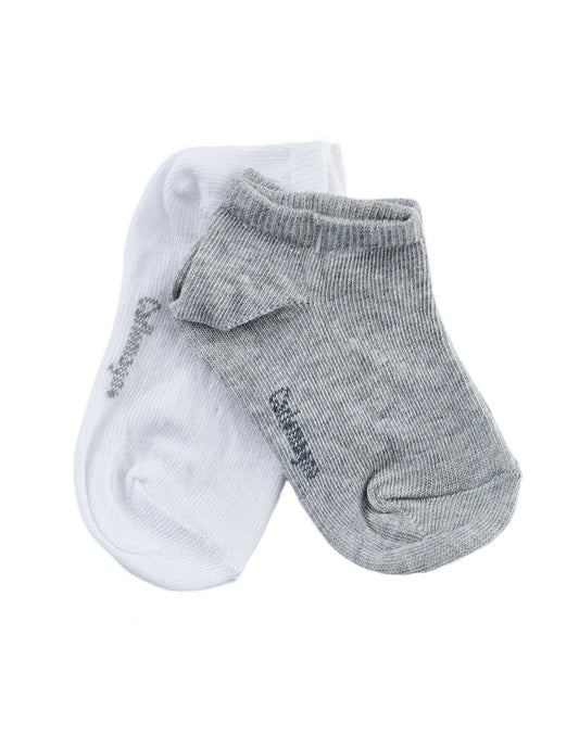 CARLOMAGNO Unisex Pack 2 Pairs Mini Plain Cotton - Grey/White