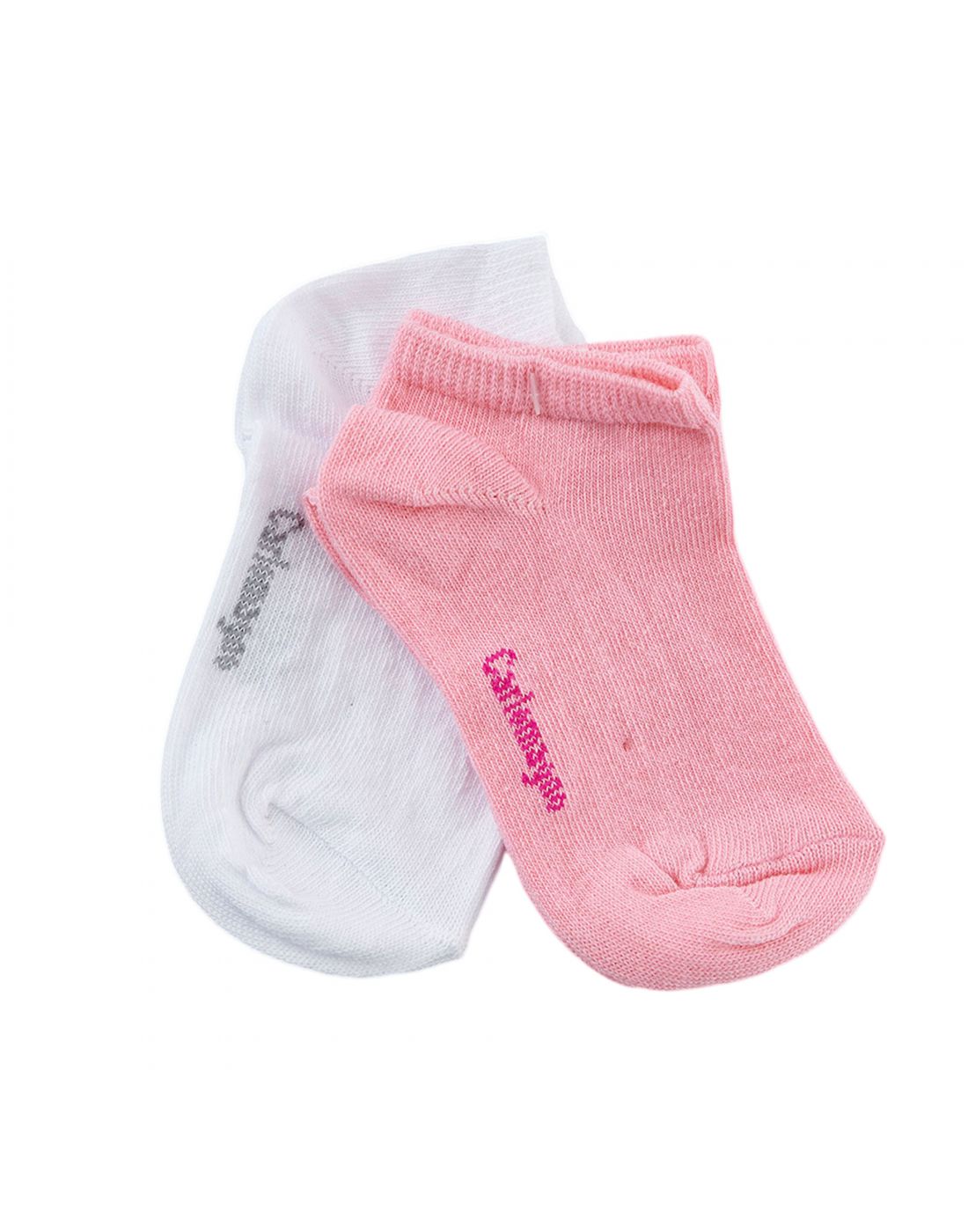 CARLOMAGNO Girls Pack 2 Pairs Mini Plain Cotton - Pink/White