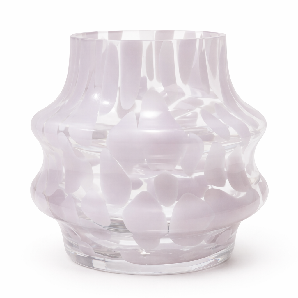 Clear Glass Vase Pink dots