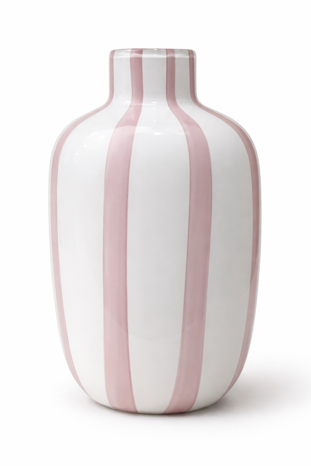 Pink Striped Glass Vase