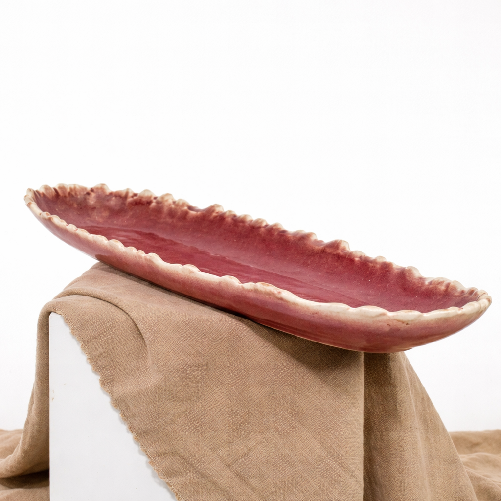 Maroon Long Ceramic Serving tray