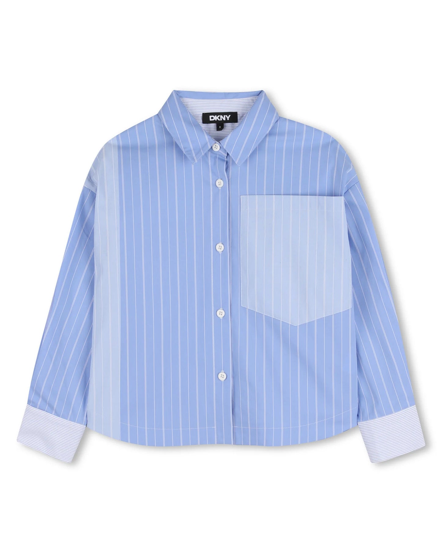 DKNY Girls Blue Striped Pocket Shirt