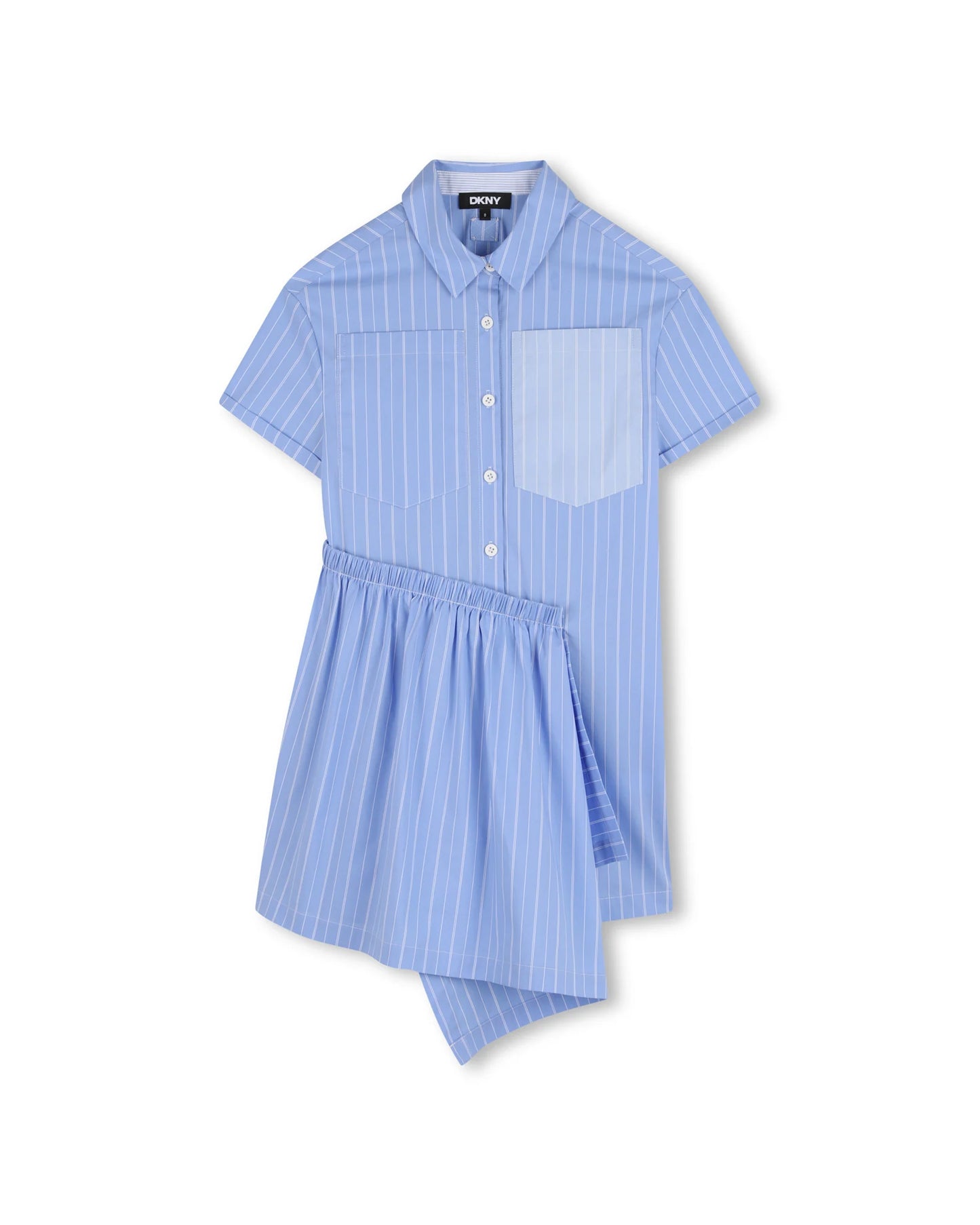 DKNY Girls Blue Diamante Logo Shirt Dress