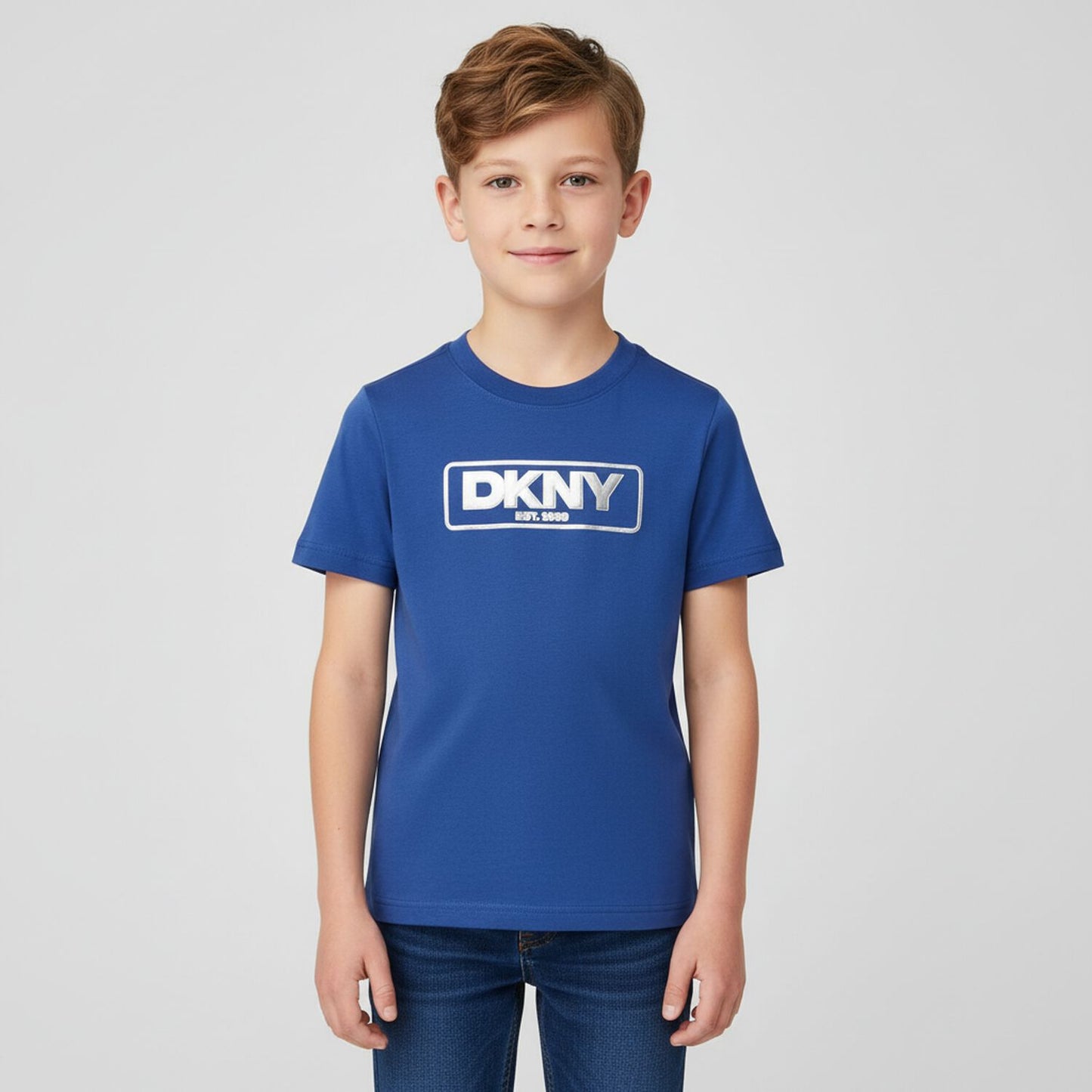 DKNY D62436 Boys Blue Logo T-Shirt