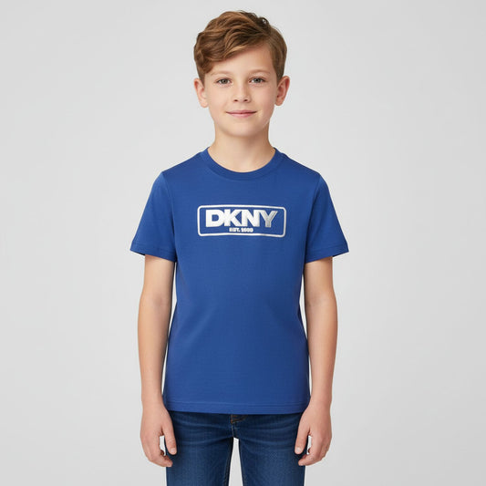 DKNY D62436 Boys Blue Logo T-Shirt