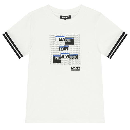 DKNY D62460/10P Boys White Logo T-Shirt