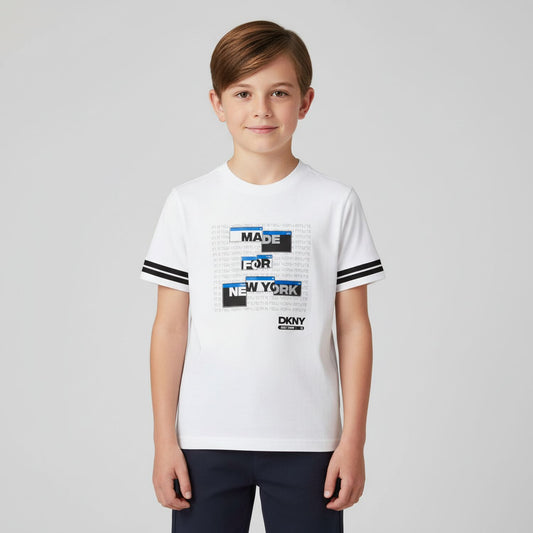 DKNY D62460/10P Boys White Logo T-Shirt