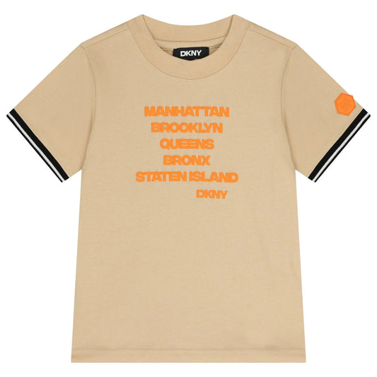 DKNY Boys Beige Logo T-Shirt