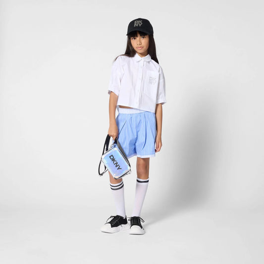 DKNY Girls Mini Me White Diamante Logo Shirt