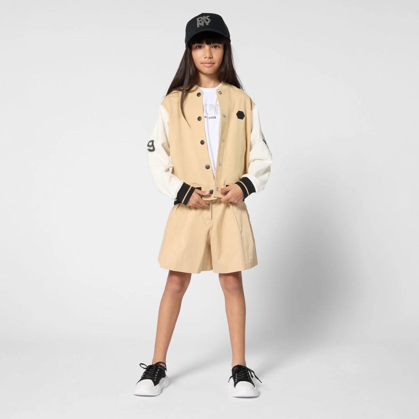 DKNY Girls Beige Logo Shorts