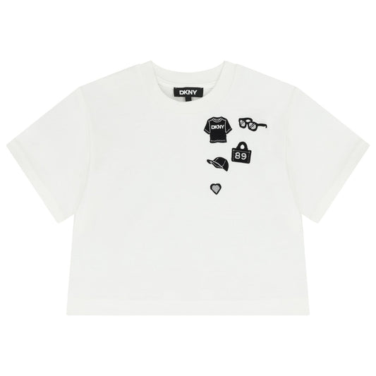 DKNY Girls Mini Me White Logo T-Shirt
