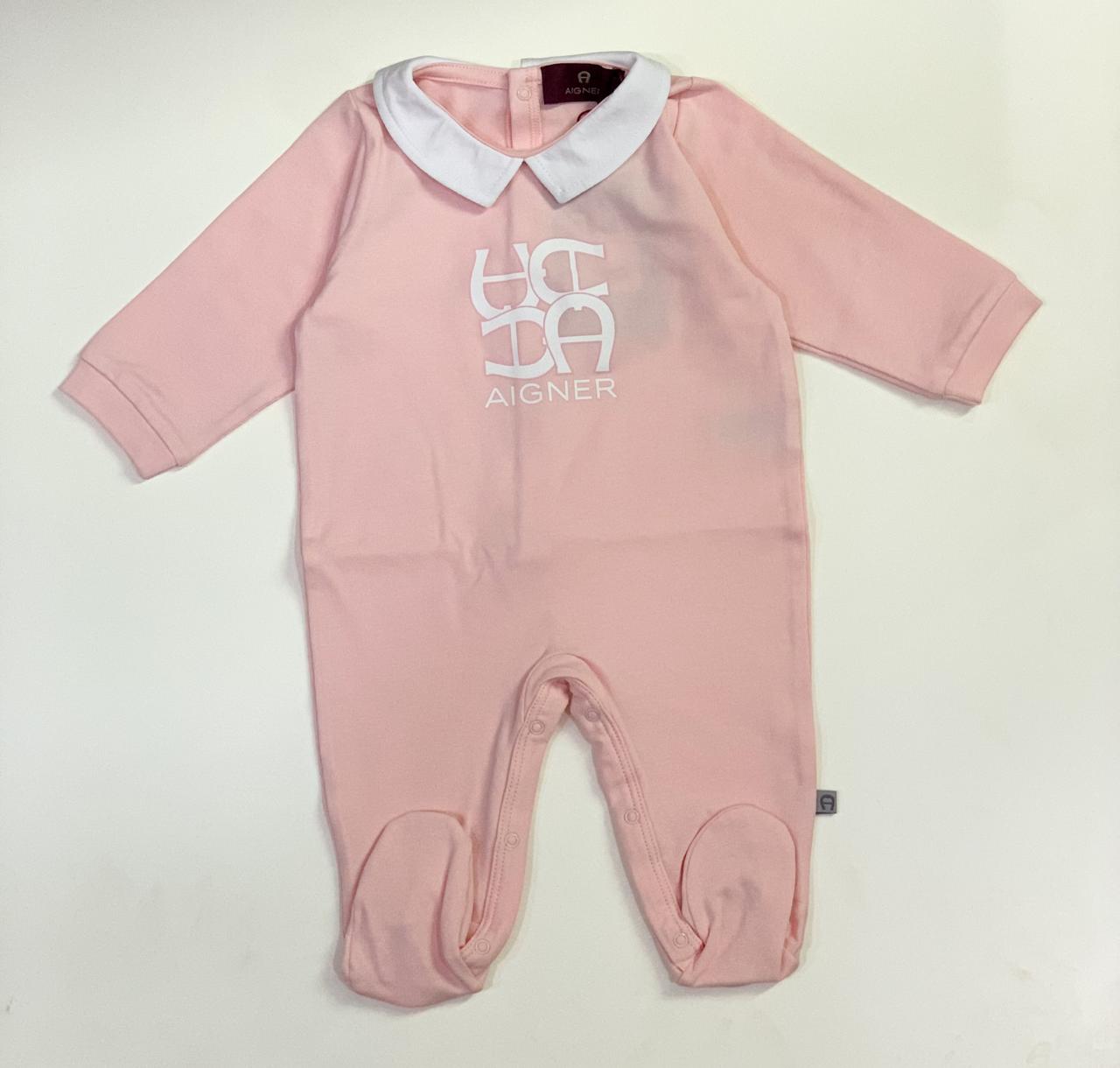 AIGNER Baby Girls Pink Logo Babygrow